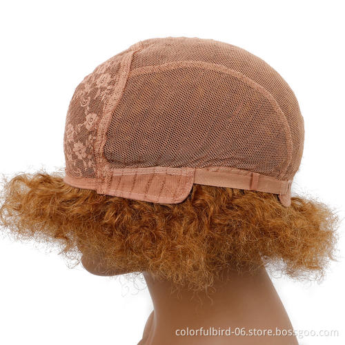 Brazilian glueless T1B/27 kinky afro short curly  top quality  short afro curly wig human hair wigs Mechanism wig